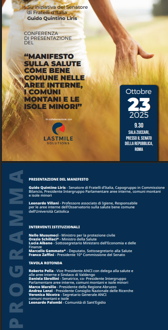 Presentazione del “Manifesto sulla salute come bene comune nelle aree interne, i comuni montani e le isole minori”