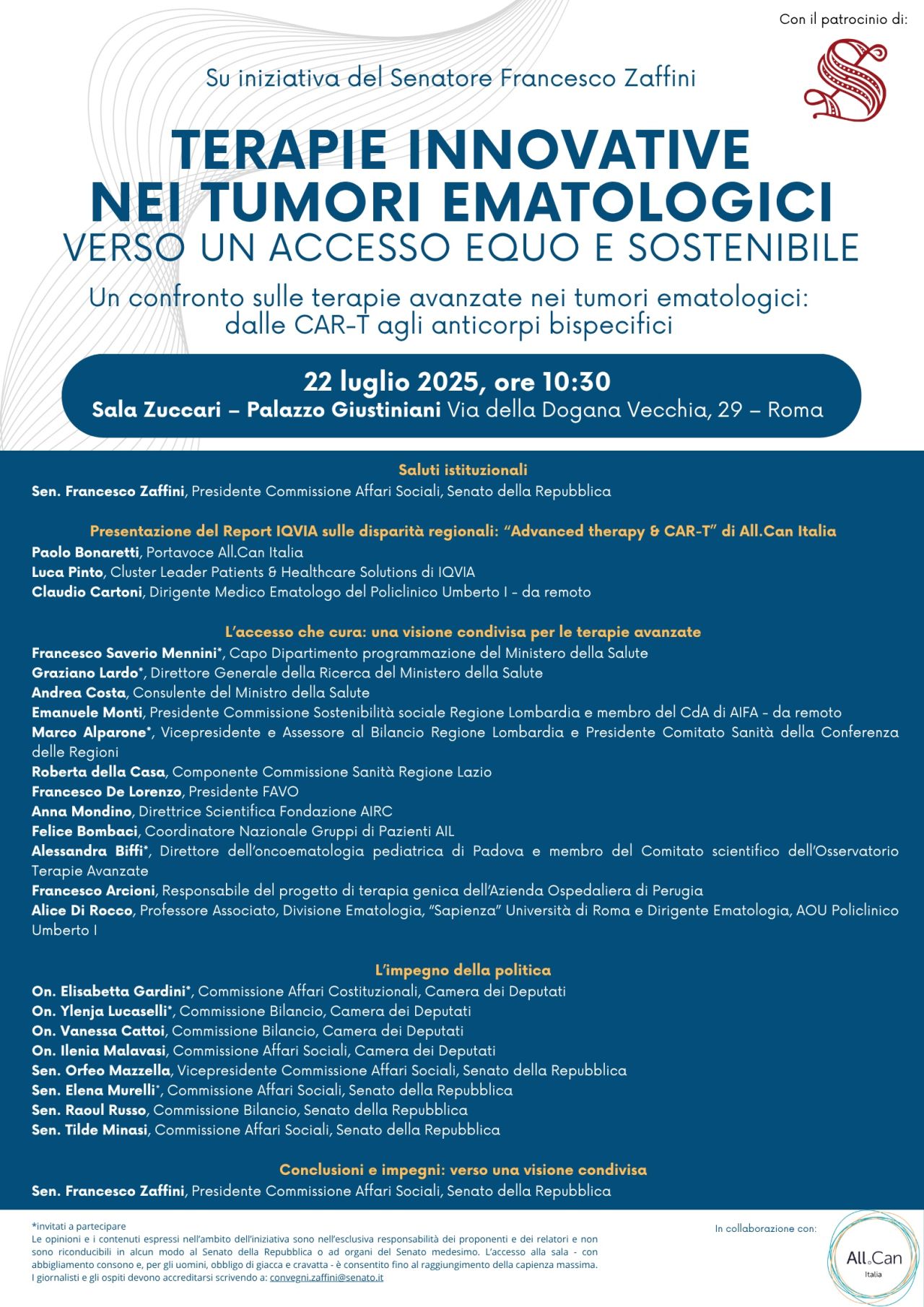 Terapie innovative nei tumori ematologici: verso un accesso equo e sostenibile