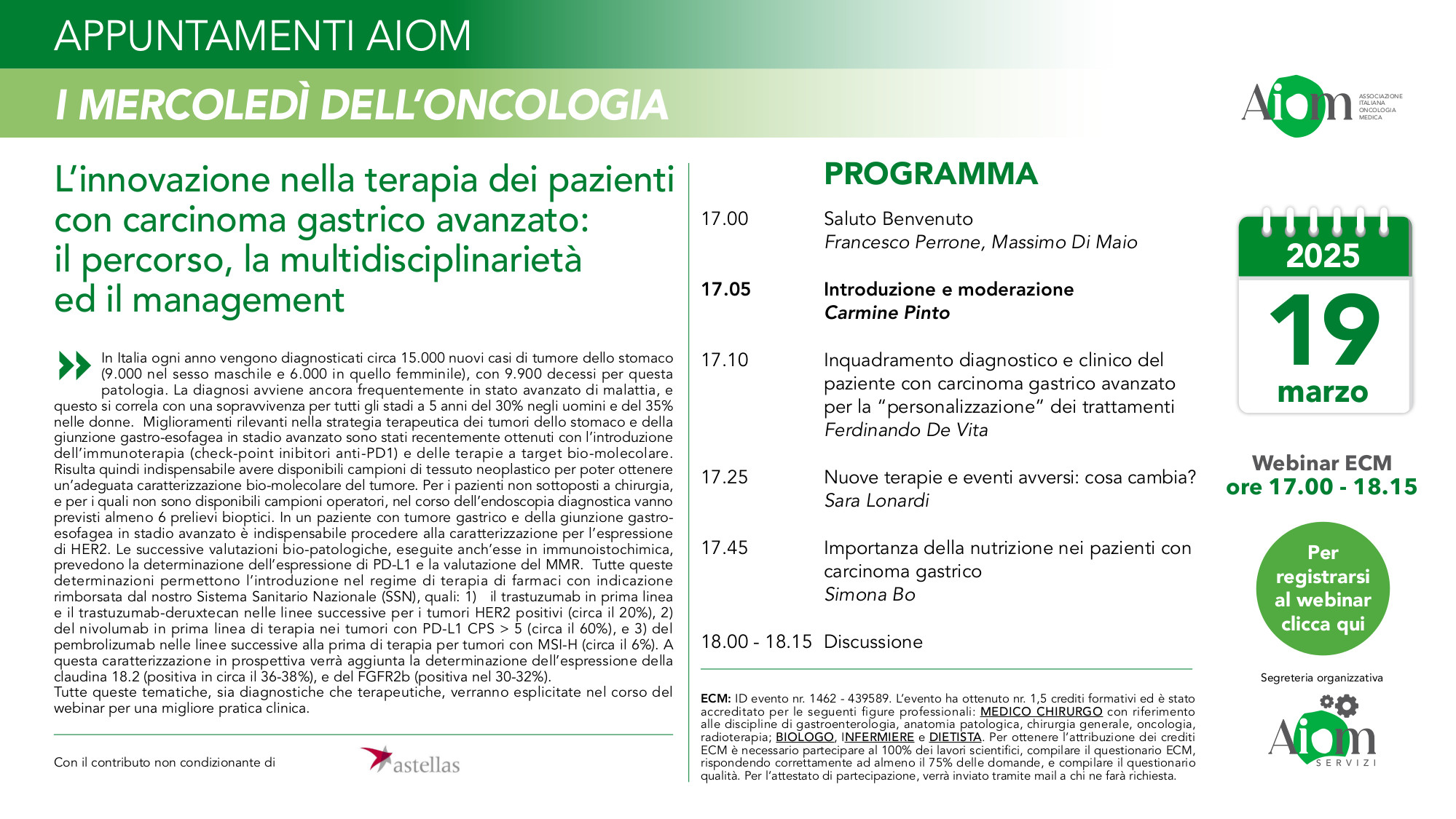 L’innovazione nella terapia dei pazienti con carcinoma gastrico avanzato: il percorso, la multidisciplinarietà ed il management