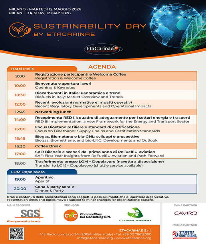 Sustainability Day 2026: biocarburanti, biometano e SAF per la transizione energetica