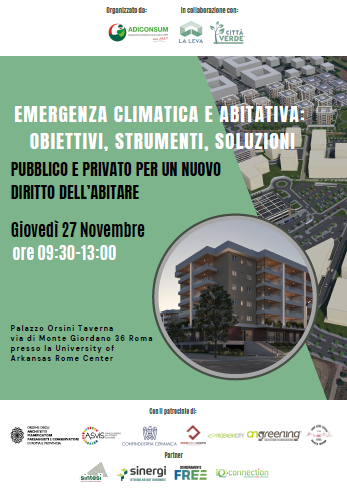 Emergenza climatica e abitativa: obiettivi, strumenti, soluzioni. Pubblico e privato per un nuovo diritto dell'abitare