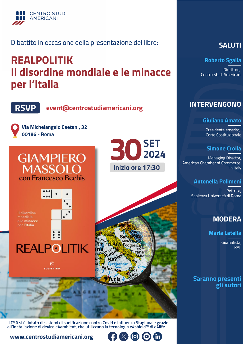 REALPOLITIK. Il disordine mondiale e le minacce per l'Italia