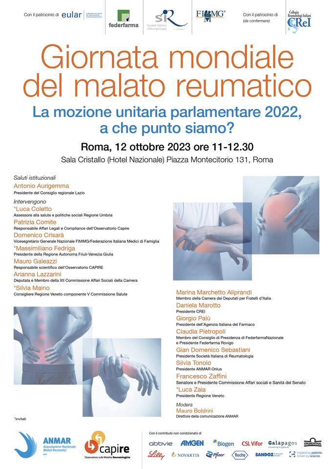 Giornata mondiale del malato reumatico. La mozione unitaria parlamentare 2022, a che punto siamo?