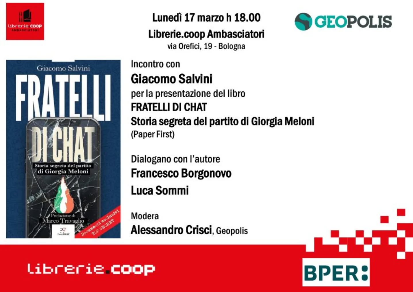 Presentazione del libro: "FRATELLI DI CHAT. Storia segreta del partito di Giorgia Meloni"