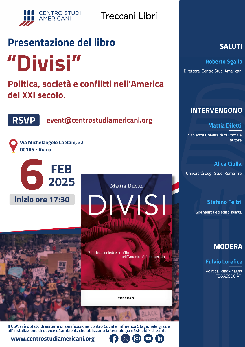 Presentazione del libro “Divisi”. Politica, società e conflitti nell’America del XXI secolo