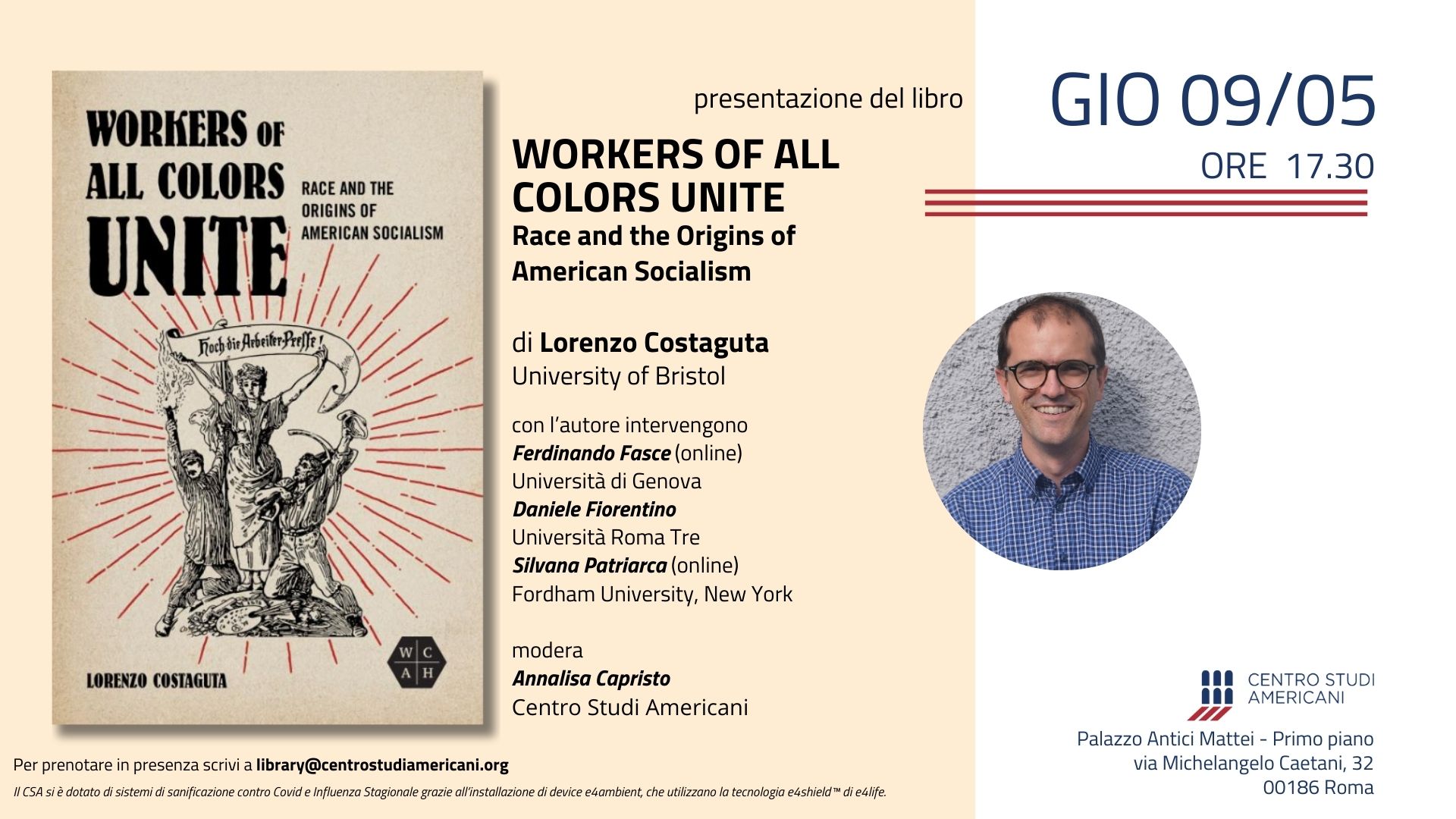 Presentazione del libro: "Workers of All Colors Unite: Race and the Origins of American Socialism"