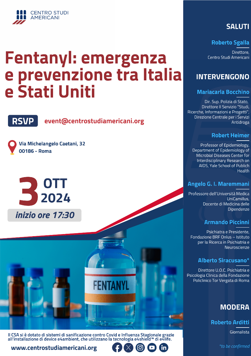 Fentanyl: emergenza e prevenzione tra Italia e Stati Uniti