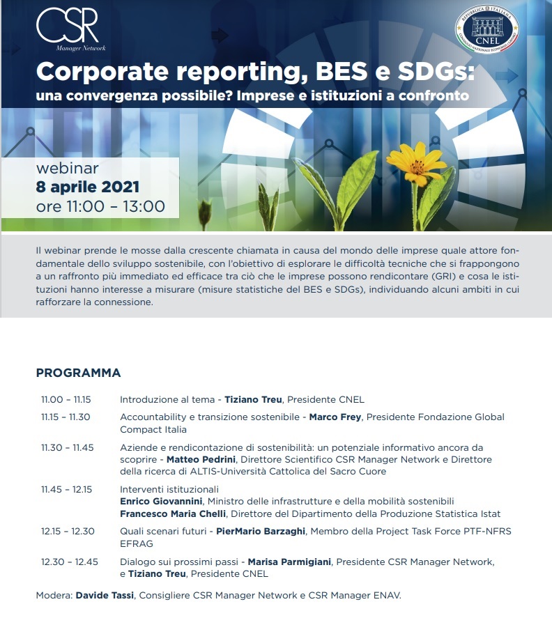 Corporate reporting, BES e SDGs: una convergenza possibile? Imprese e istituzioni a confronto