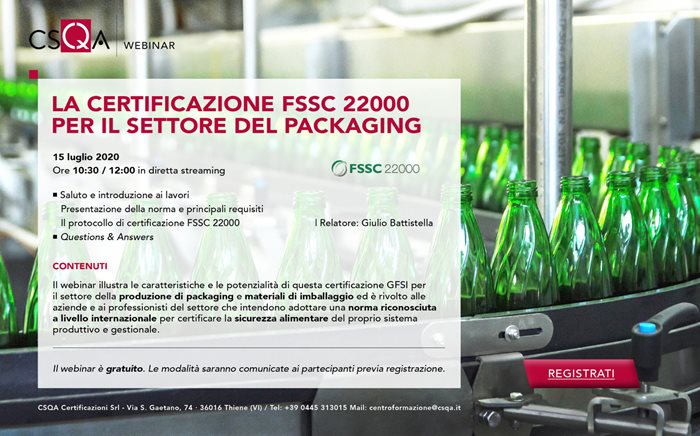 La certificazione FSSC 22000 per il settore del packaging