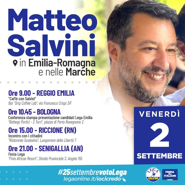 Matteo Salvini in Emilia Romagna e Marche