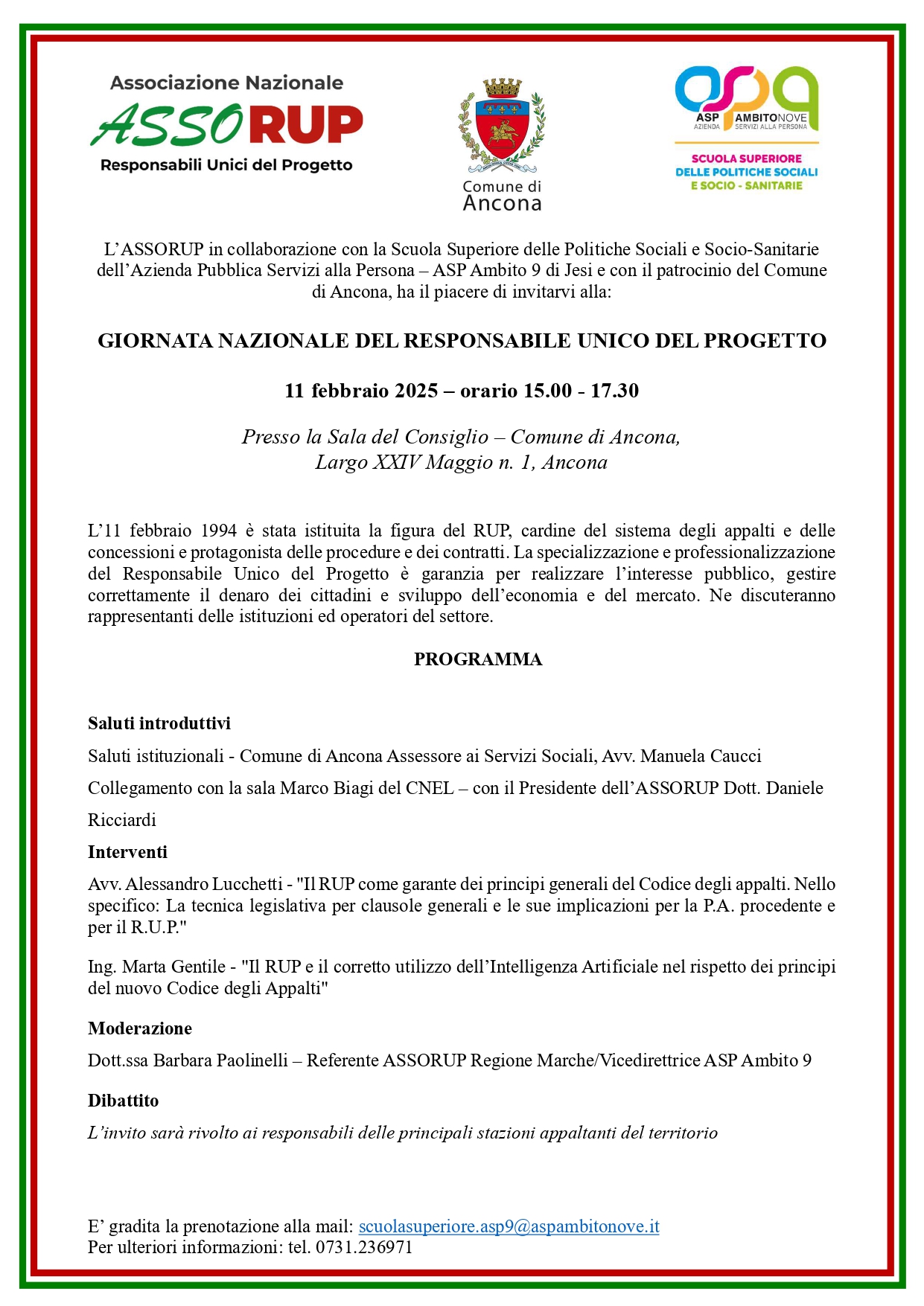 Giornata Nazionale del Responsabile Unico del Progetto