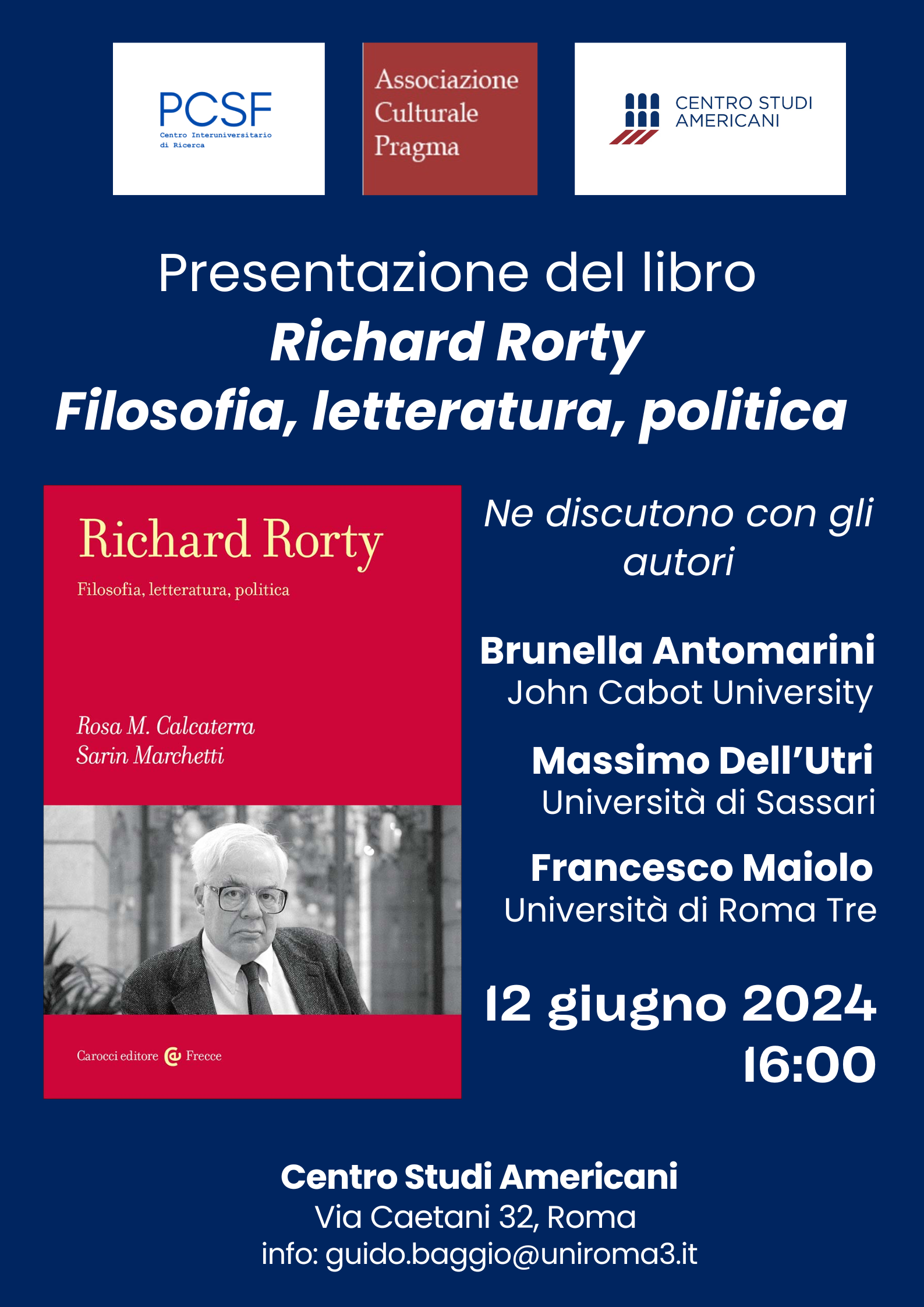 Presentazione del libro: “Richard Rorty. Filosofia, letteratura, politica”