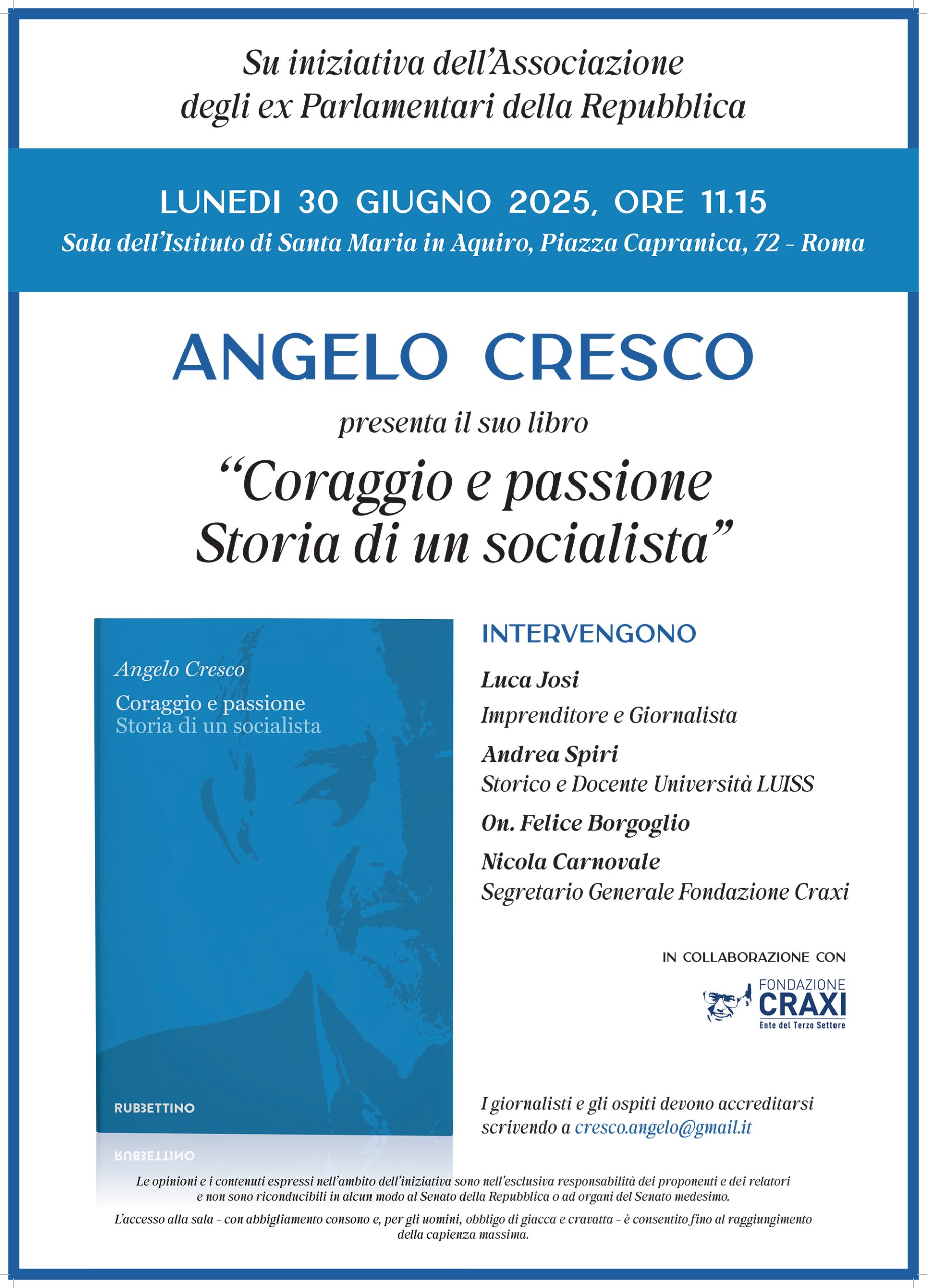 Presentazione del libro: “Coraggio e passione – Storia di un socialista”