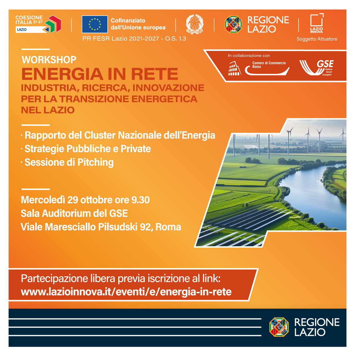 Workshop “Energia in Rete”, industria, ricerca, innovazione per la transizione energetica nel Lazio