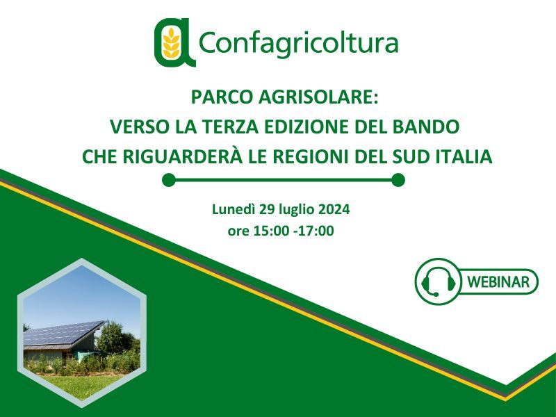 Parco Agrisolare: verso la III edizione del bando che riguarderà le regioni del Sud Italia