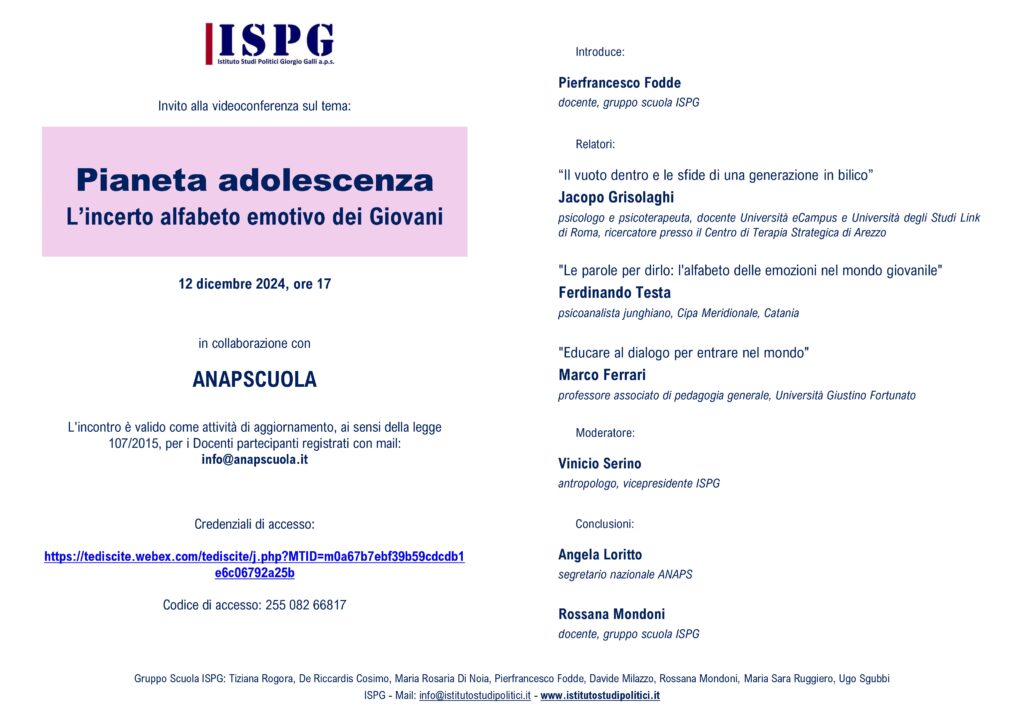 Pianeta adolescenza L’incerto alfabeto emotivo dei Giovani