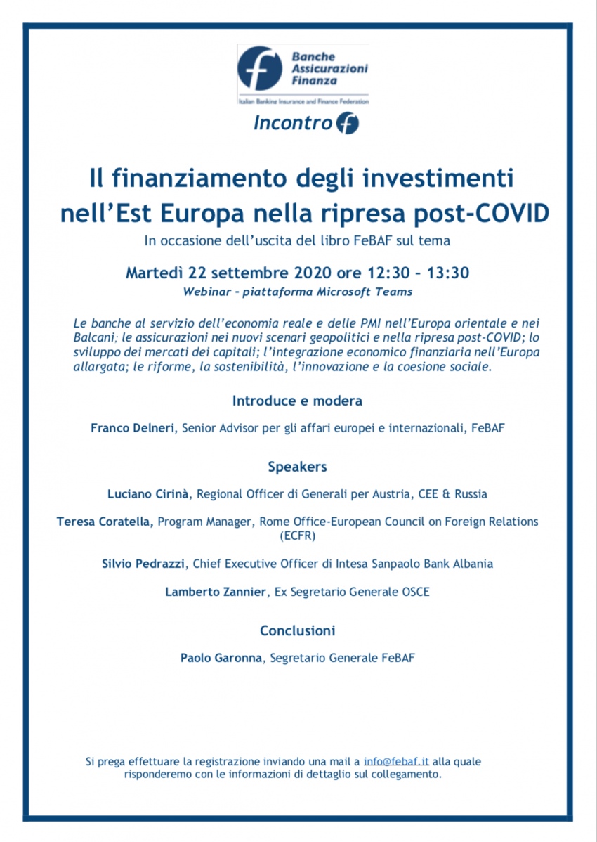 Il finanziamento degli investimenti nell’Est Europa nella ripresa post-COVID