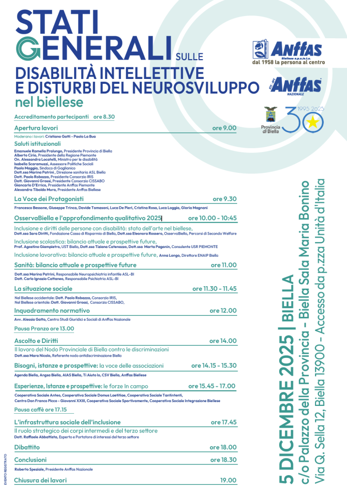 Stati Generali sulle disabilità intellettive e i disturbi del neurosviluppo nel biellese