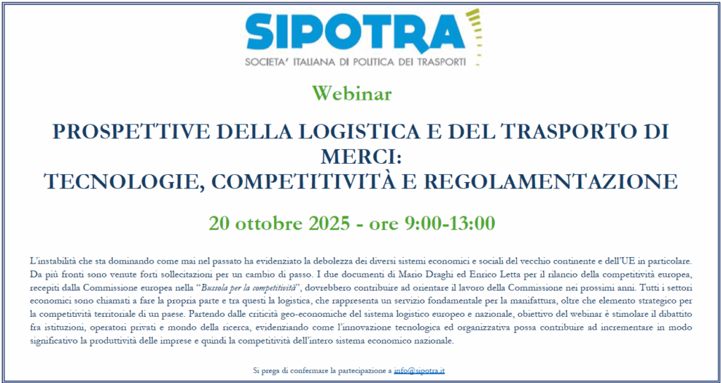 Prospettive della logistica e del trasporto di merci: tecnologie, competitività e regolamentazione