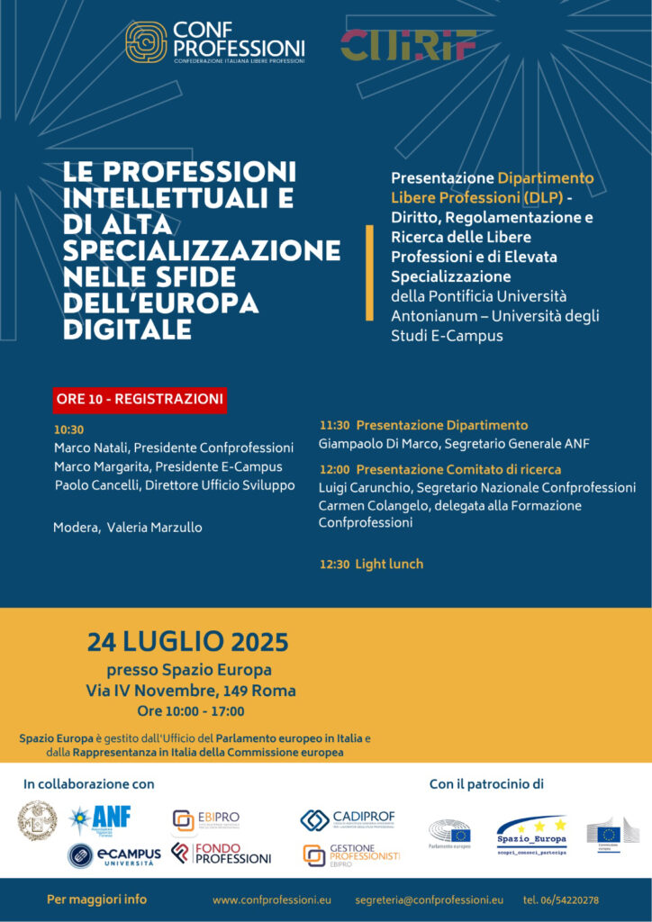 Le professioni intellettuali e di alta specializzazione nelle sfide dell’Europa digitale