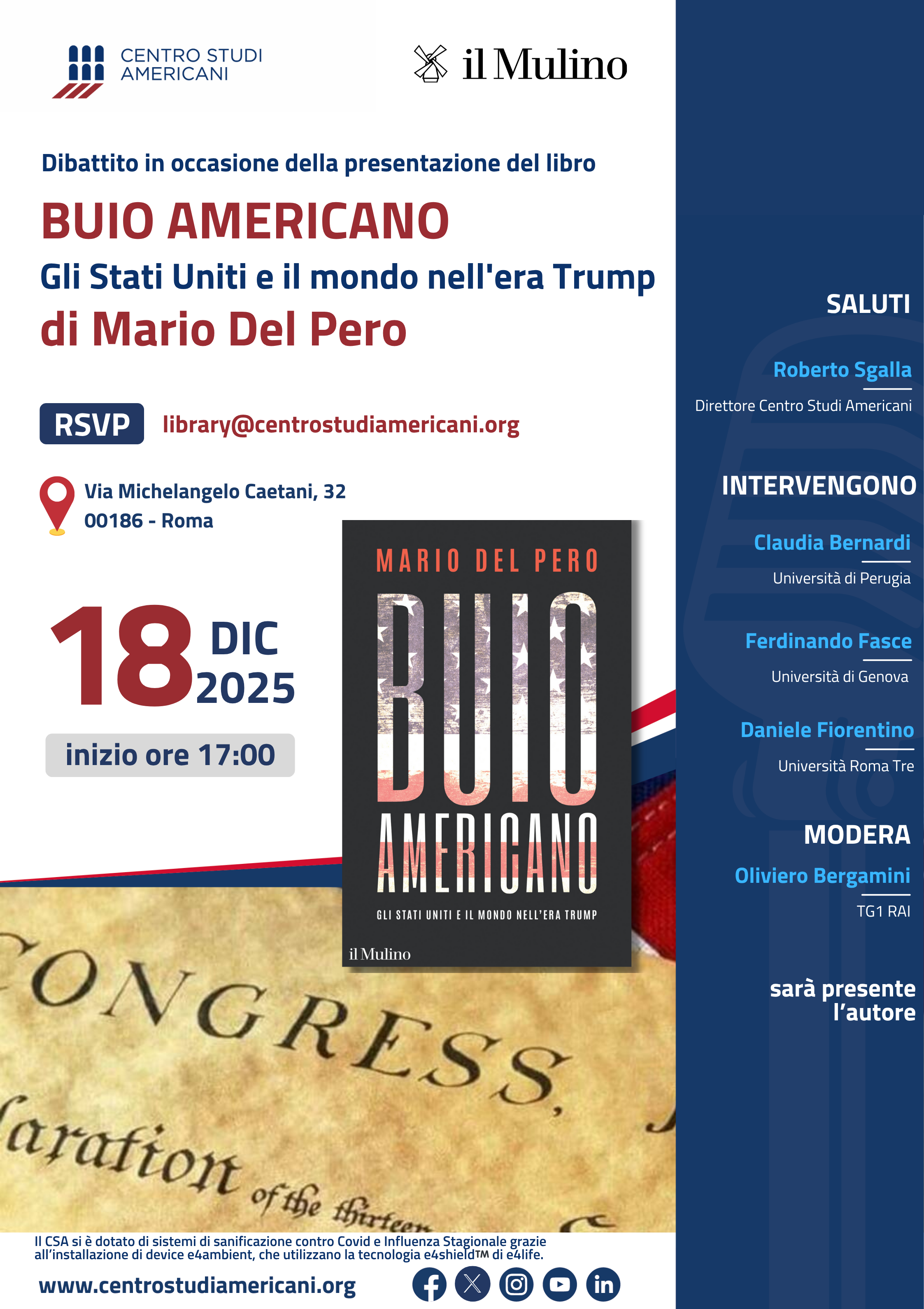 Presentazione del libro: "Buio americano: gli Stati Uniti e il mondo nell’era Trump"