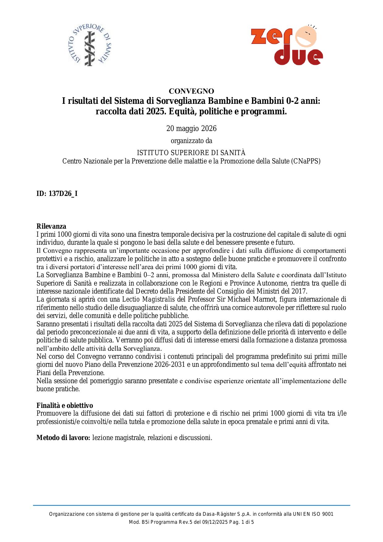 I risultati del sistema di sorveglianza bambine e bambini 0-2 anni