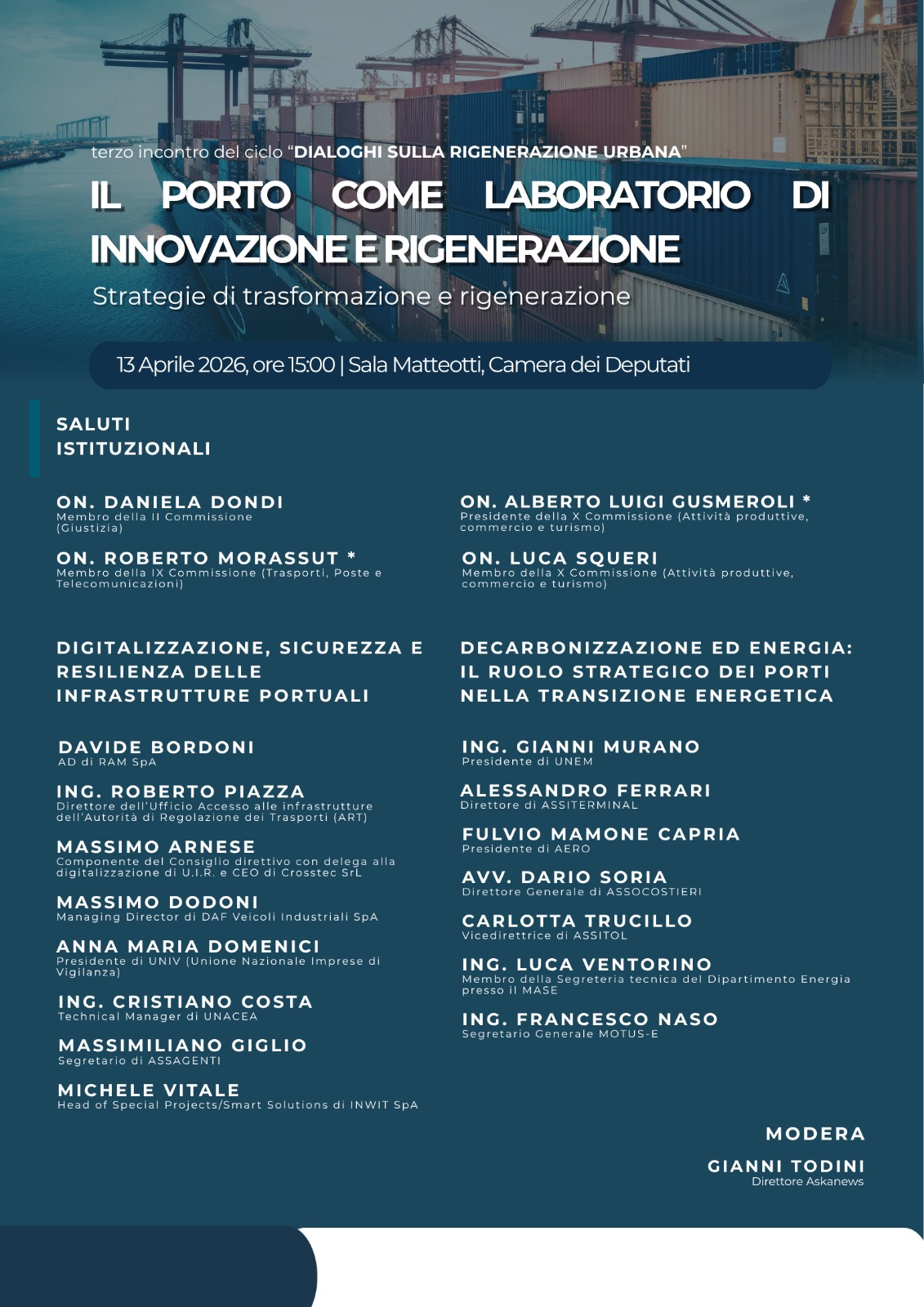 Il porto come laboratorio di innovazione e rigenerazione: sicurezza e digitalizzazione dei porti e il loro ruolo nel processo di transizione energetica
