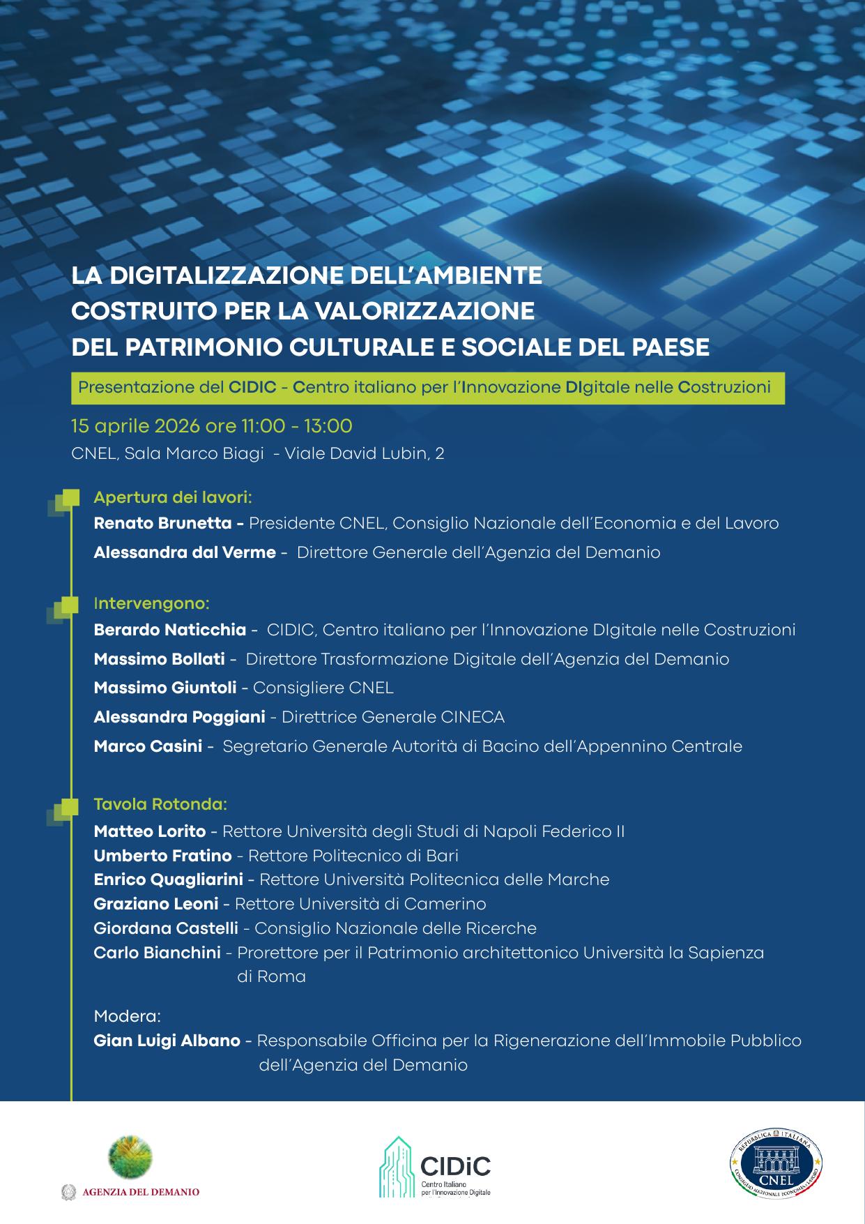 La digitalizzazione dell’ambiente costruito per la valorizzazione del patrimonio culturale e sociale del Paese