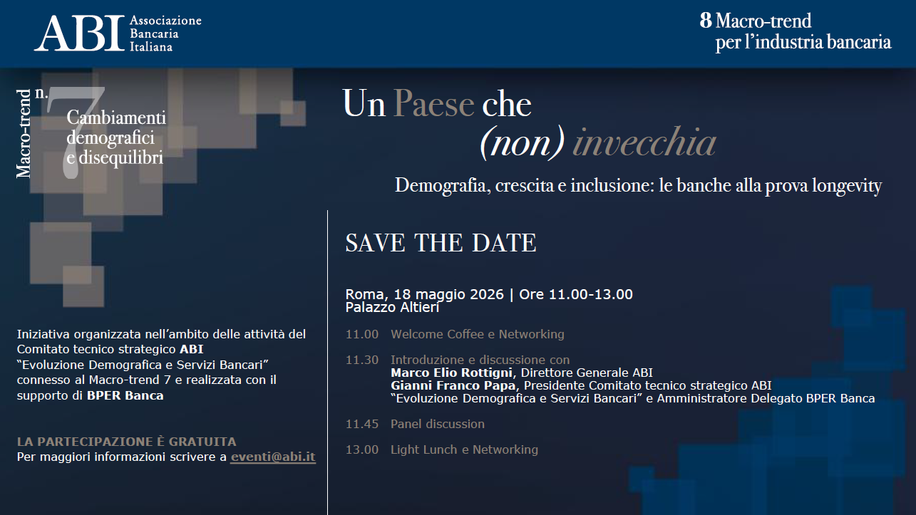 Un paese che (non) invecchia. Demografia, crescita e inclusione: le banche alla prova longevity