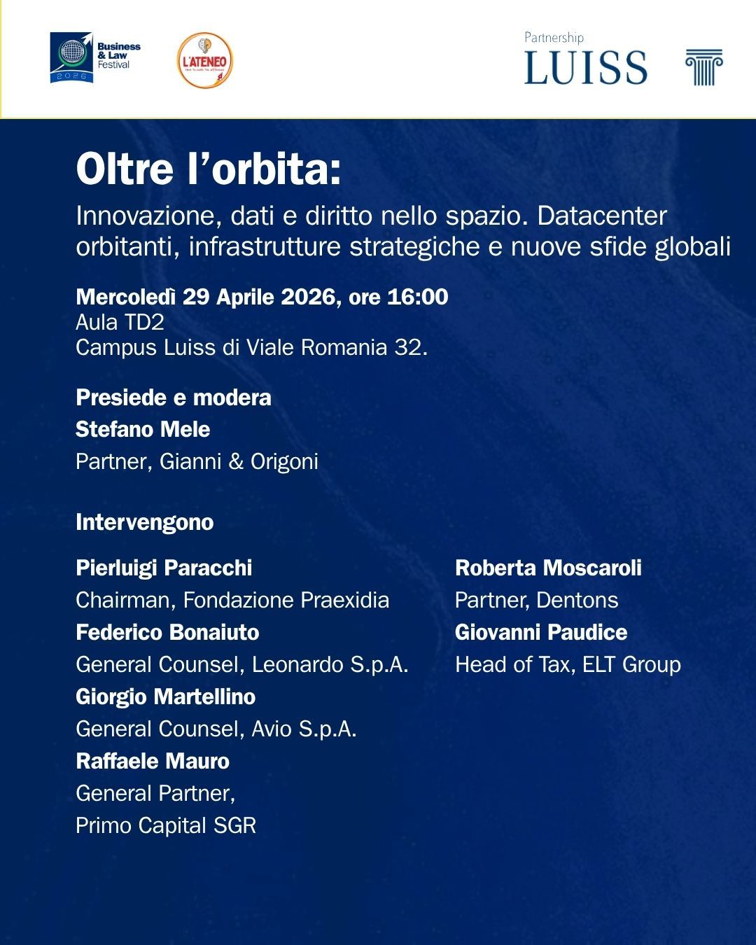 Oltre l'orbita: innovazione, dati e diritto nello spazio. Datacenter orbitanti, infrastrutture strategiche e nuove sfide globali"