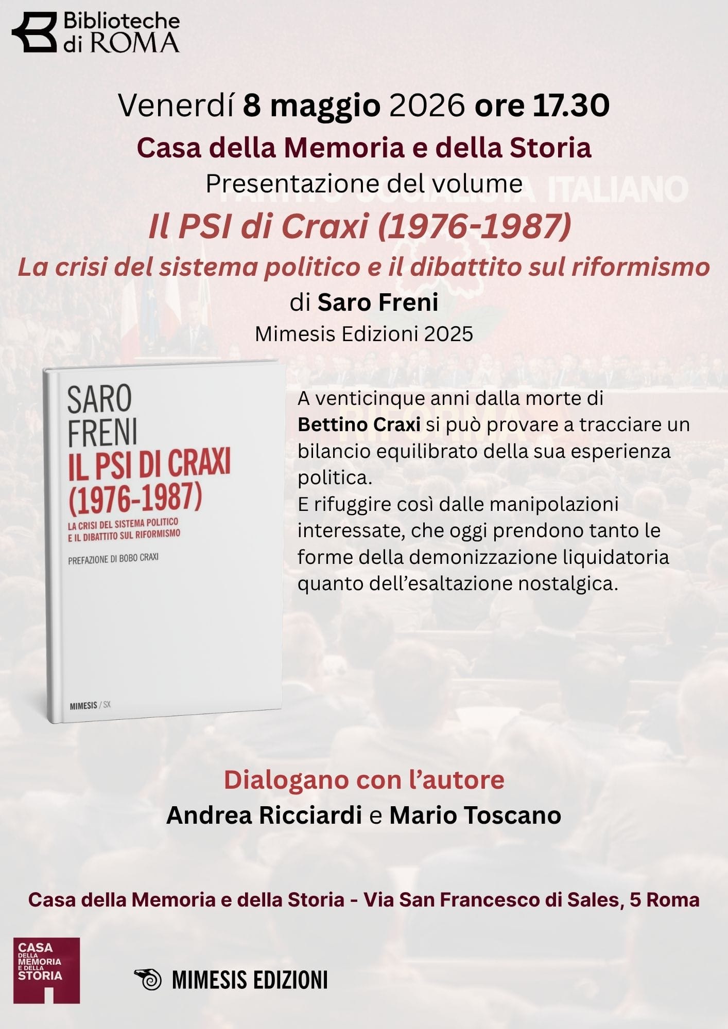 Presentazione del volume: "Il PSI di Craxi (1976-1987)"