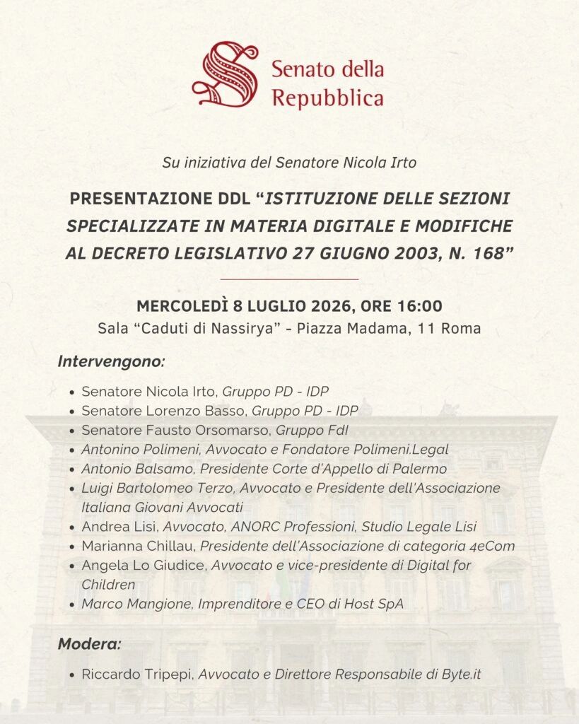 Presentazione ddl sull'istituzione delle sezioni specializzate in materia digitale
