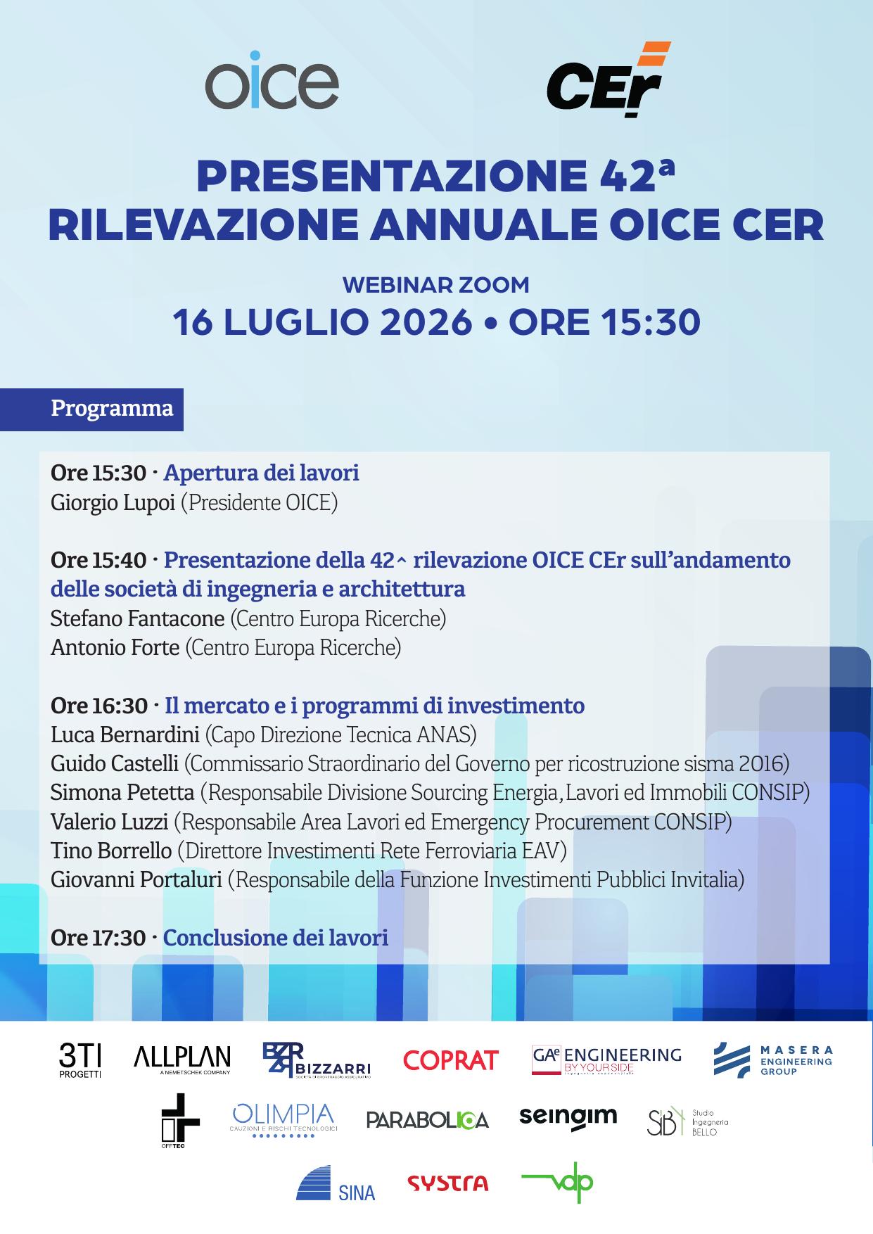 Presentazione RILEVAZIONE OICE/CEr 2026 sull'andamento delle Società di Ingegneria e Architettura