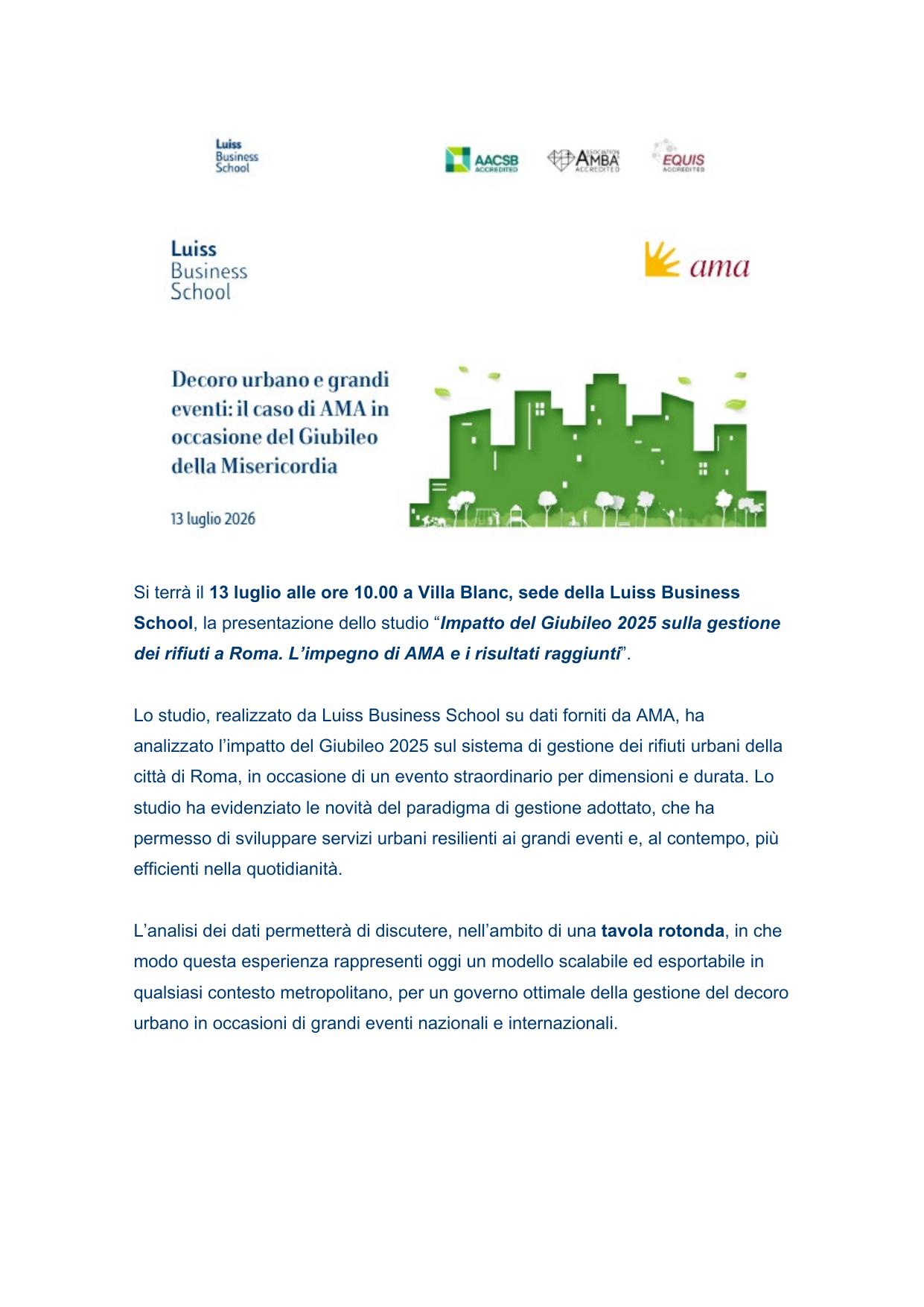 Presentazione dello studio sull'impatto del Giubileo 2025 sulla gestione dei rifiuti a Roma