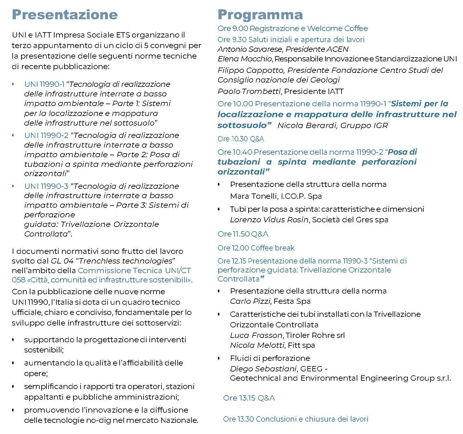 3° convegno sulle norme uni per le infrastrutture interrate a basso impatto ambientale