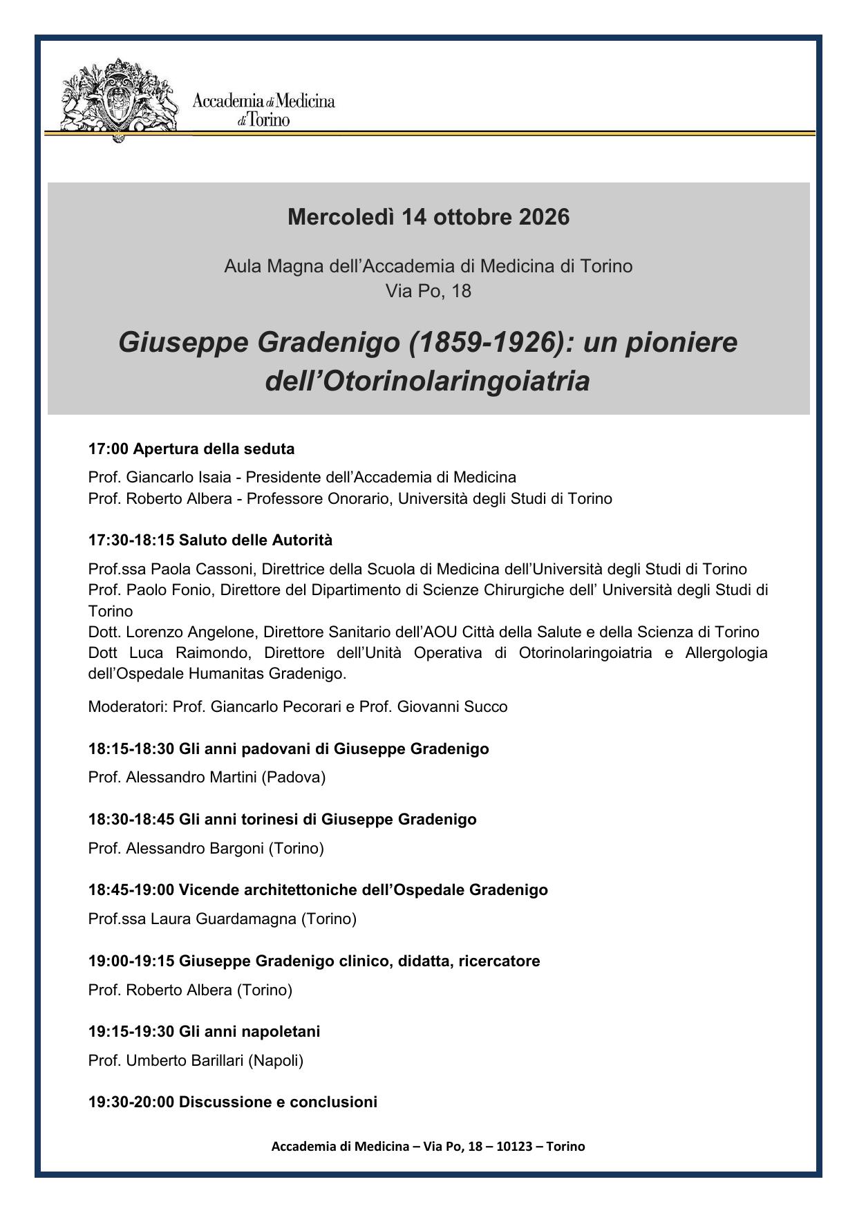 Giuseppe Gradenigo (1859-1926): un pioniere dell’otorinolaringoiatria