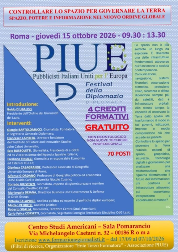 Controllare lo spazio per governare la terra - spazio potere e informazione nel nuovo ordine globale