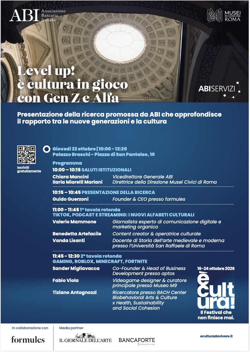 Level up! È cultura in gioco con Gen Z e Alfa: presentazione della ricerca promossa da ABI