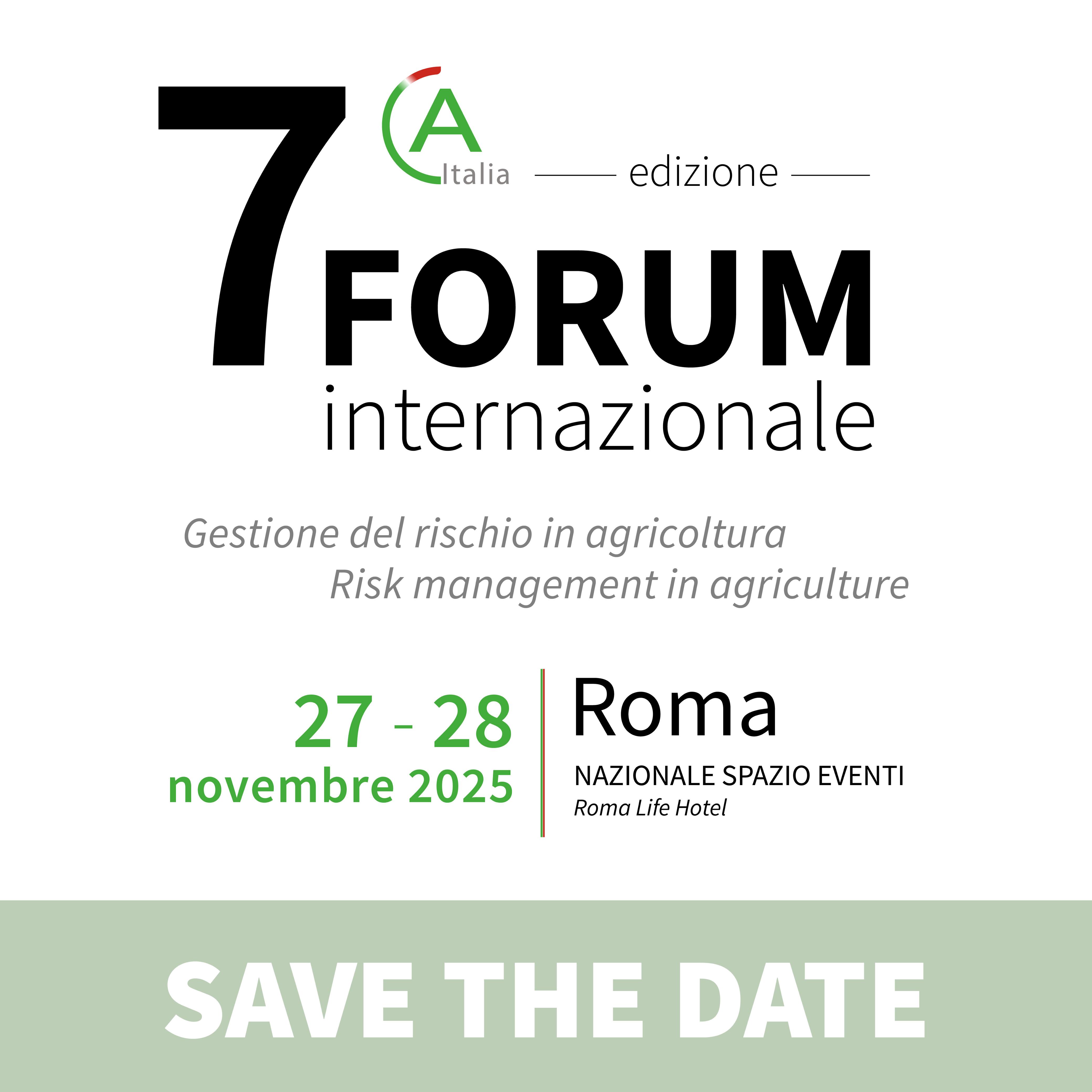 7 edizione del Forum Internazionale - Gestione del Rischio in Agricoltura