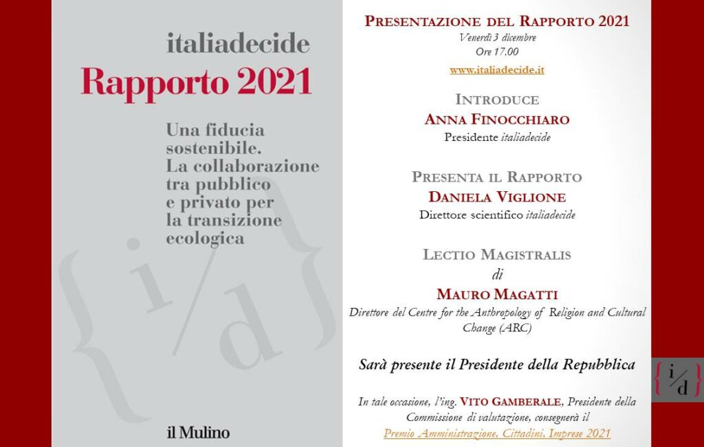 Presentazione del Rapporto 2021 “Una fiducia sostenibile. La collaborazione tra pubblico e privato per la transizione ecologica”