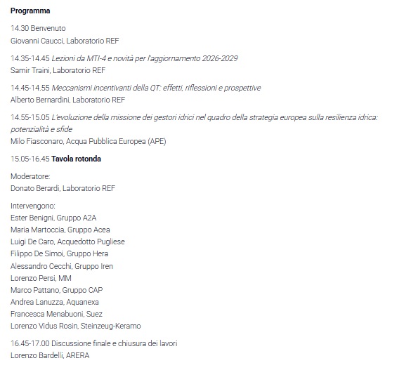 La regolamentazione dell'acqua in Italia e nell'Unione Europea: ciclo idrico urbano e non solo per rispondere alle nuove sfide e direttive