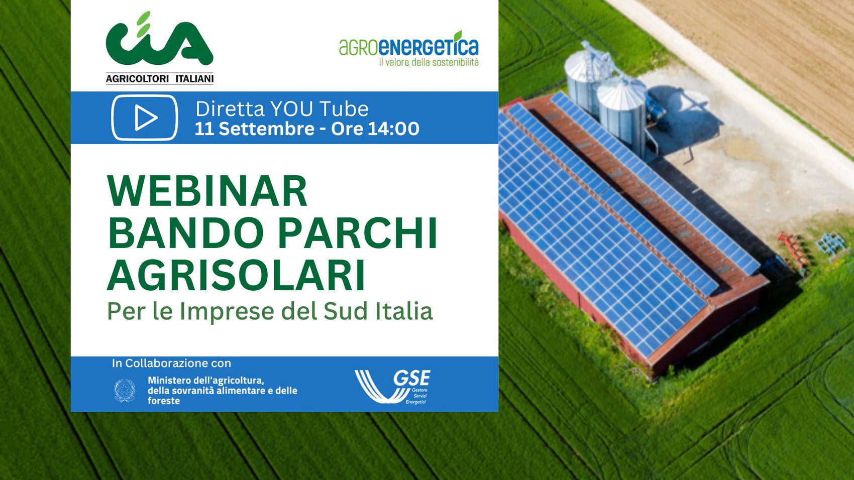 Webinar Cia su terzo bando Parco Agrisolare per le imprese del Sud